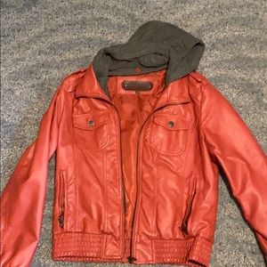 Red/orange fake leather jacket